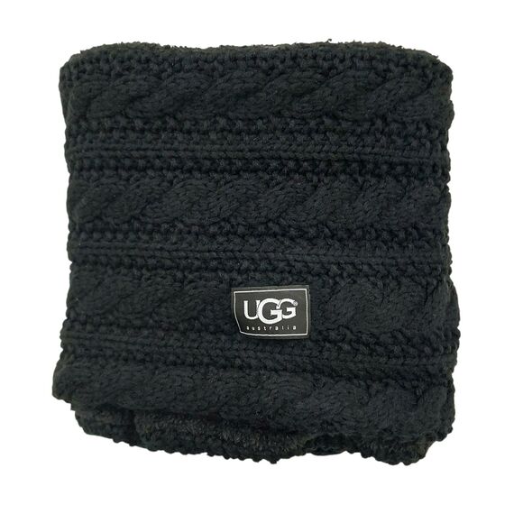 UGG Scarf Womens One Size Black Neck Warmer Knitted Winter Outdoor Travel - Picture 3 of 8